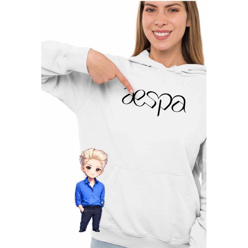 Fashion, accesorii si bijuterii - Femei - Imbracaminte femei - Hanorace femei - Hanorac Femei Aespa Kpop Merch, alb, marime 2XL - Infinity.ro
