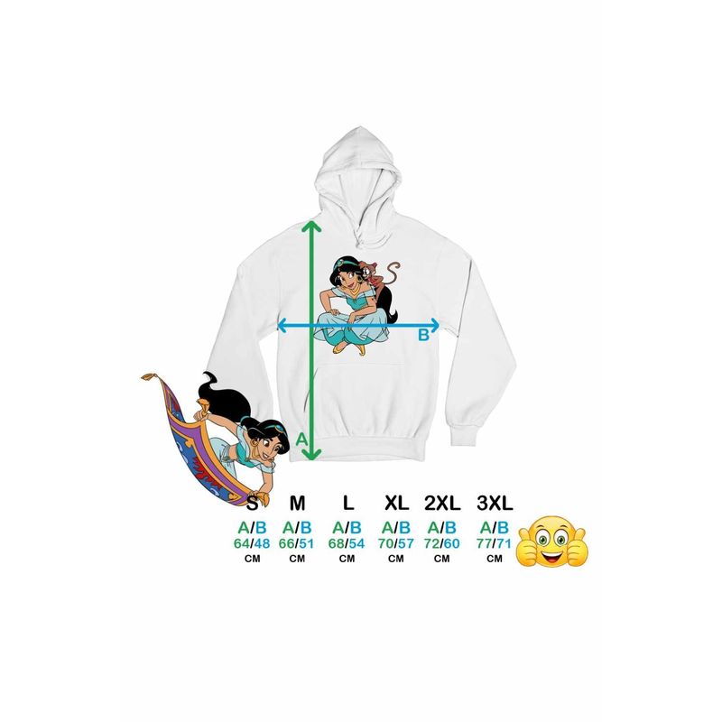 Fashion, accesorii si bijuterii - Femei - Imbracaminte femei - Hanorace femei - Hanorac Femei Aladdin Jasmine Abu Maimuta Aladin, alb, marime 2XL - Infinity.ro