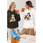Fashion, accesorii si bijuterii - Femei - Imbracaminte femei - Hanorace femei - Hanorac Femei Aladdin Jasmine Abu Rajah Tigru Imperial, alb, marime 2XL - Infinity.ro