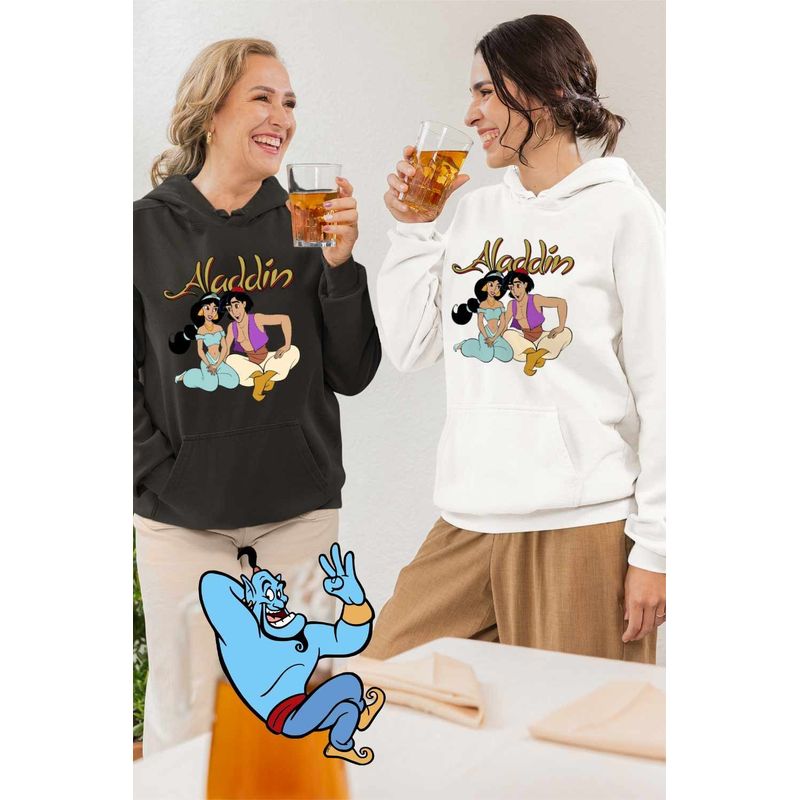 Fashion, accesorii si bijuterii - Femei - Imbracaminte femei - Hanorace femei - Hanorac Femei Aladdin Jasmine Covor Fermecat Printesa, alb, marime 2XL - Infinity.ro