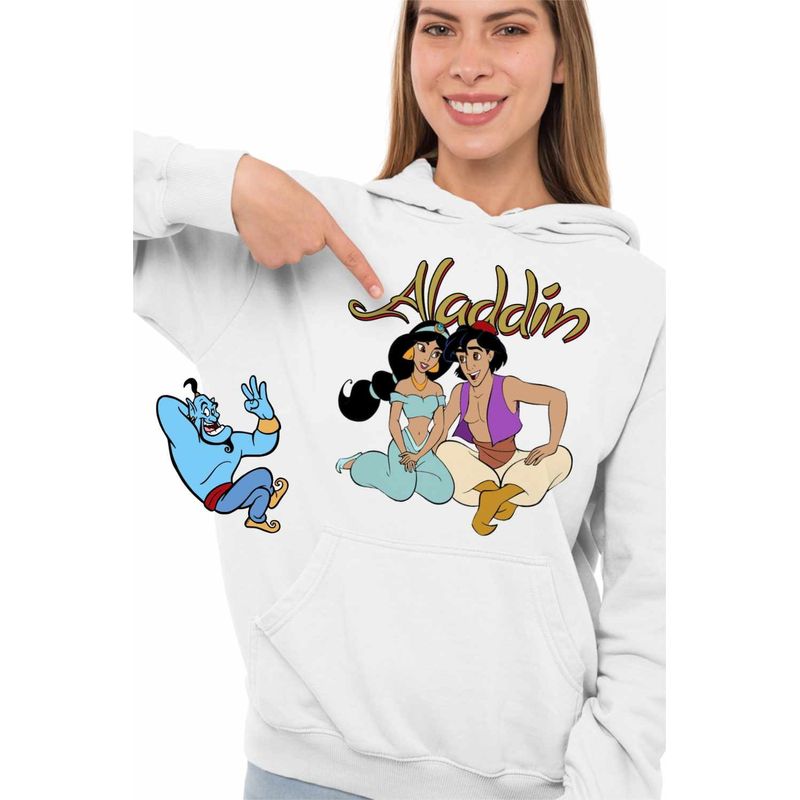 Fashion, accesorii si bijuterii - Femei - Imbracaminte femei - Hanorace femei - Hanorac Femei Aladdin Jasmine Covor Fermecat Printesa, alb, marime 2XL - Infinity.ro