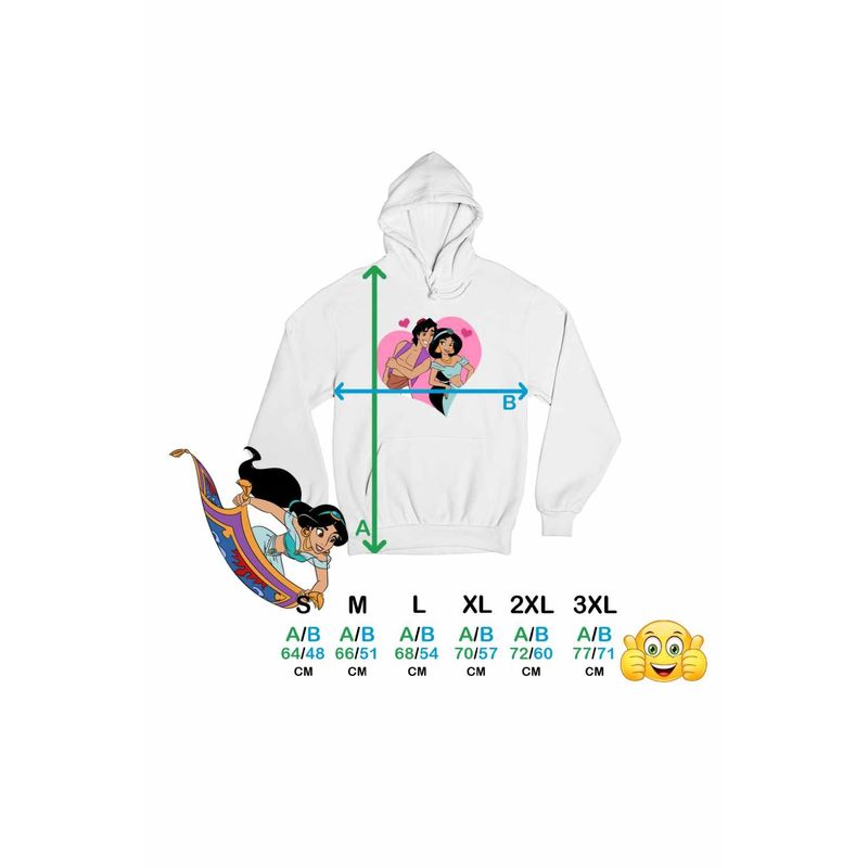 Fashion, accesorii si bijuterii - Femei - Imbracaminte femei - Hanorace femei - Hanorac Femei Aladdin Jasmine Valentines Day Love Dragobete Cuplu, alb, marime 2XL - Infinity.ro