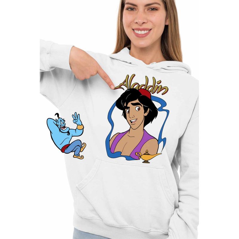 Fashion, accesorii si bijuterii - Femei - Imbracaminte femei - Hanorace femei - Hanorac Femei Aladdin Lampa Fermecata Ali Baba Aladin, alb, marime 2XL - Infinity.ro