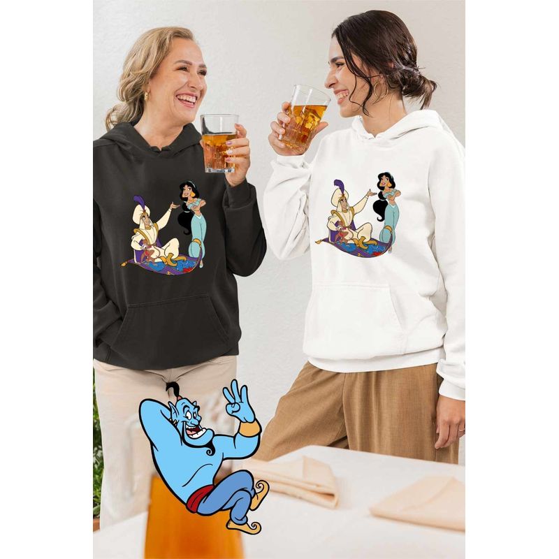 Fashion, accesorii si bijuterii - Femei - Imbracaminte femei - Hanorace femei - Hanorac Femei Aladdin Print Ali Jasmine Covor Fermecat Sultan, alb, marime 2XL - Infinity.ro