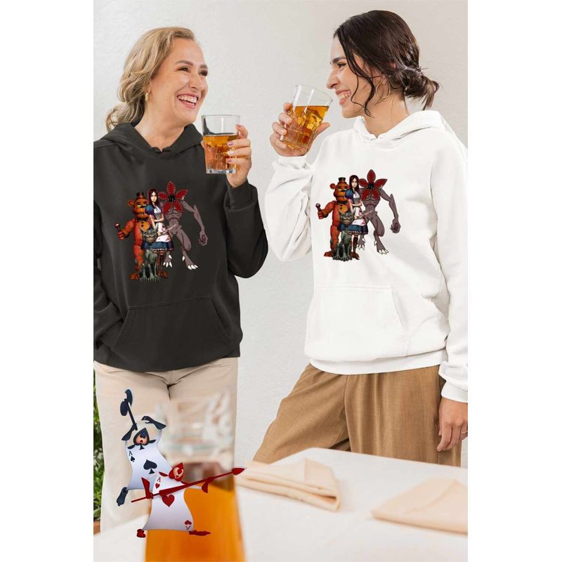 Fashion, accesorii si bijuterii - Femei - Imbracaminte femei - Hanorace femei - Hanorac Femei Alice Fnaf Stranger Things Horror Madness, alb, marime 2XL - Infinity.ro