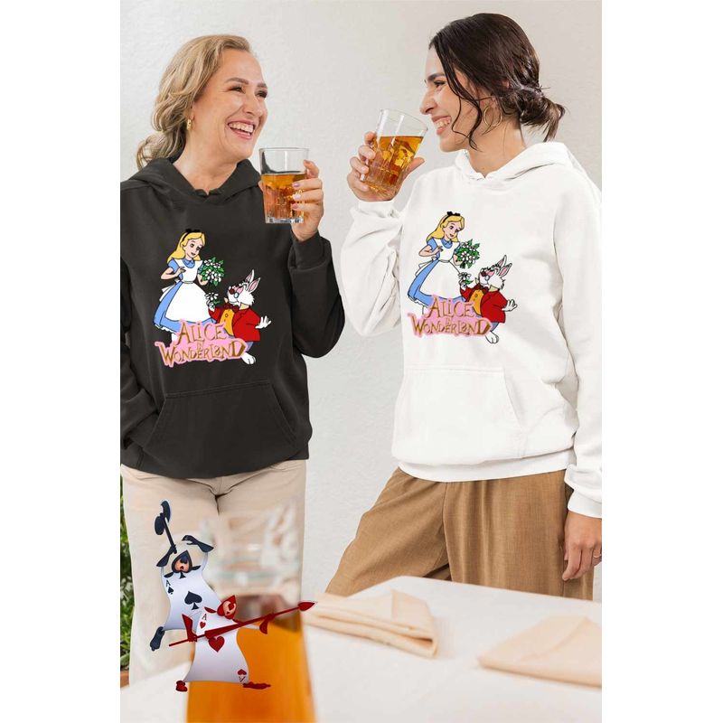 Fashion, accesorii si bijuterii - Femei - Imbracaminte femei - Hanorace femei - Hanorac Femei Alice Tara Minunilor Iepure, alb, marime 2XL - Infinity.ro