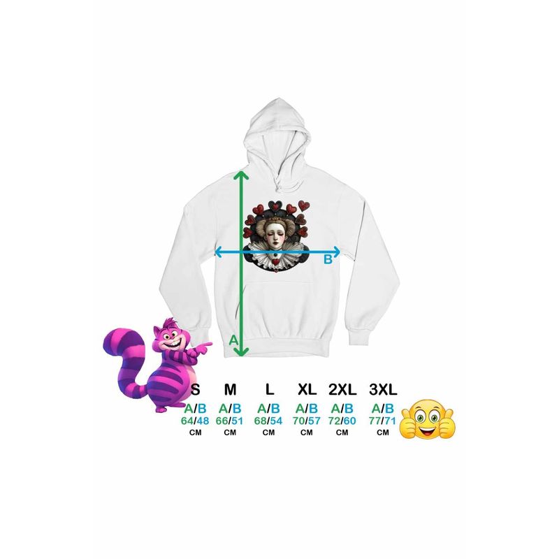 Fashion, accesorii si bijuterii - Femei - Imbracaminte femei - Hanorace femei - Hanorac Femei Alice Tara Minunilor Regina de Cupa, alb, marime 2XL - Infinity.ro
