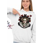 Fashion, accesorii si bijuterii - Femei - Imbracaminte femei - Hanorace femei - Hanorac Femei Alice Tara Minunilor Regina de Cupa, alb, marime 2XL - Infinity.ro