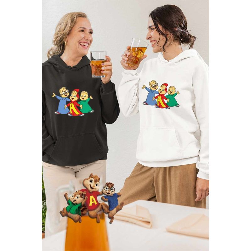 Fashion, accesorii si bijuterii - Femei - Imbracaminte femei - Hanorace femei - Hanorac Femei Alvin Aventuri Alvinnn Veveritele, alb, marime 2XL - Infinity.ro