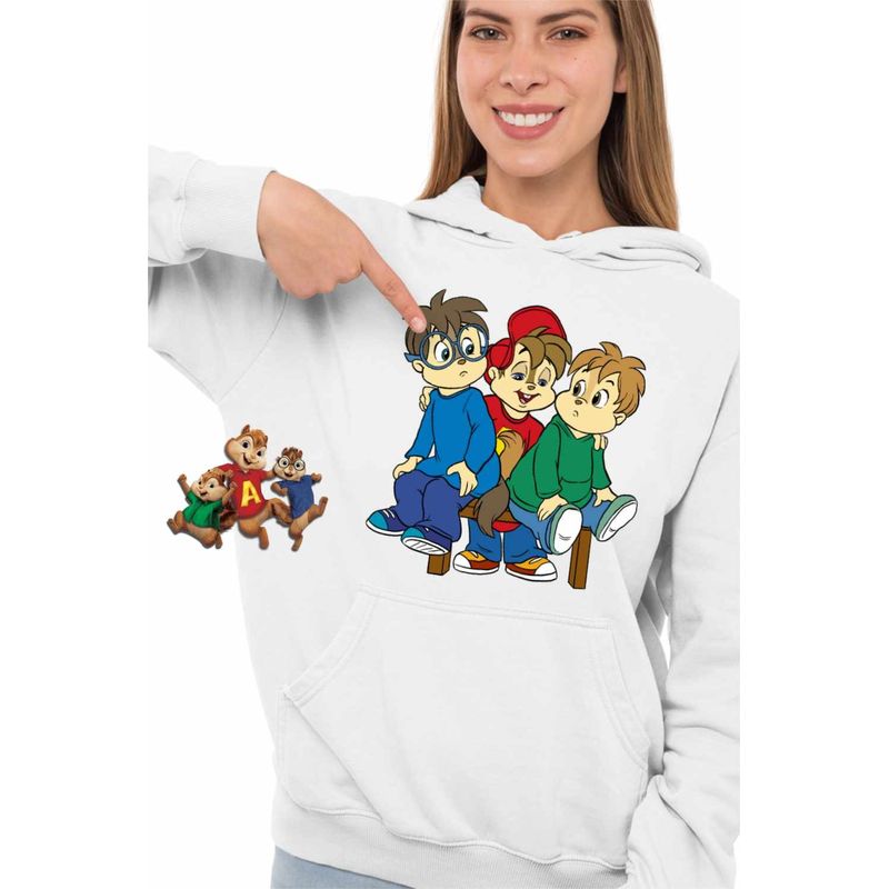 Fashion, accesorii si bijuterii - Femei - Imbracaminte femei - Hanorace femei - Hanorac Femei Alvin Elevi Scoala Alvinnn Veveritele, alb, marime 2XL - Infinity.ro