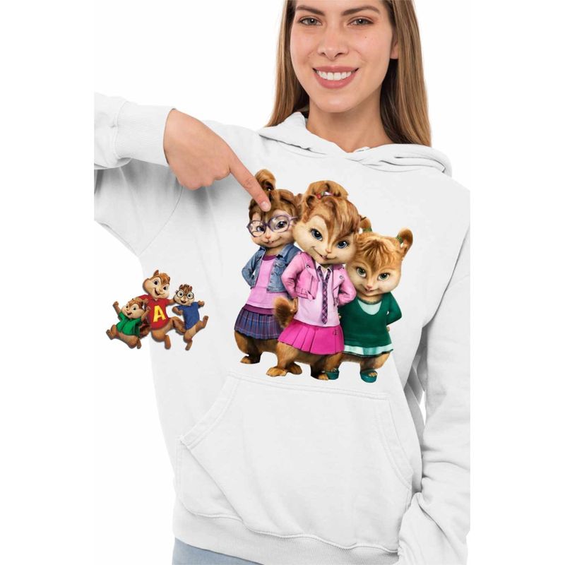 Fashion, accesorii si bijuterii - Femei - Imbracaminte femei - Hanorace femei - Hanorac Femei Alvin Fetele Veveritele Brittany Jeanette Eleanor, alb, marime 2XL - Infinity.ro