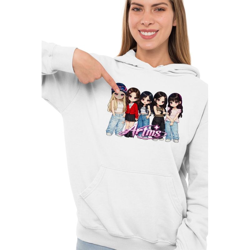 Fashion, accesorii si bijuterii - Femei - Imbracaminte femei - Hanorace femei - Hanorac Femei Artms Cartoon Merch Kpop, alb, marime 2XL - Infinity.ro