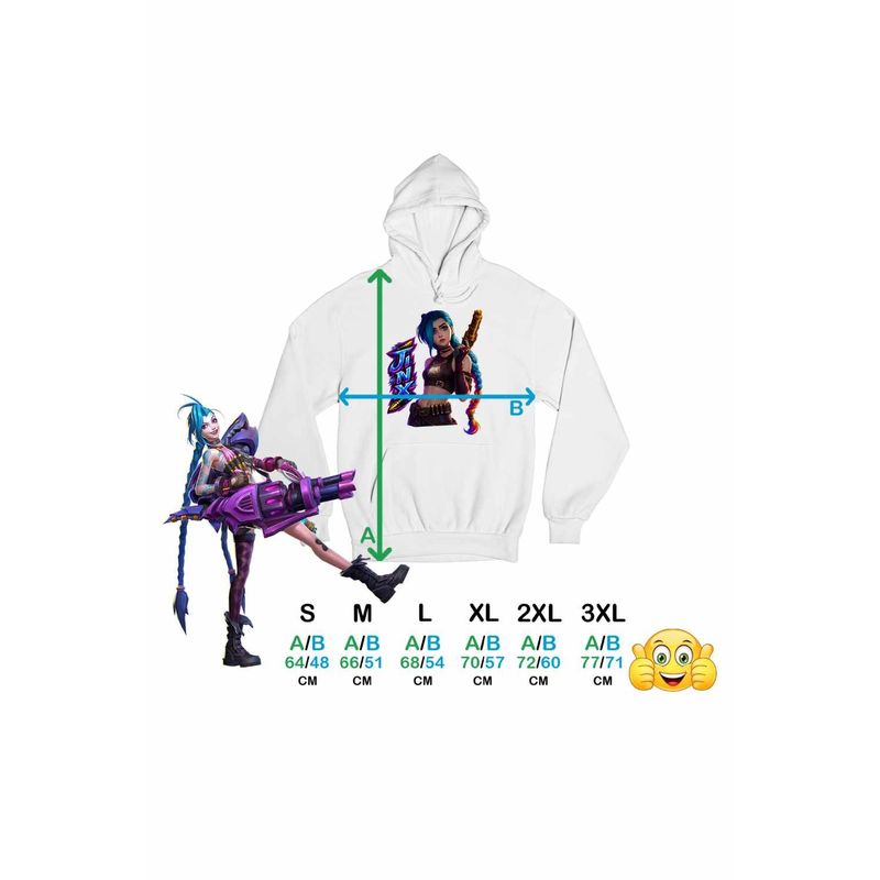 Fashion, accesorii si bijuterii - Femei - Imbracaminte femei - Hanorace femei - Hanorac Femei Arcane Runeterra Jinx, alb, marime 2XL - Infinity.ro
