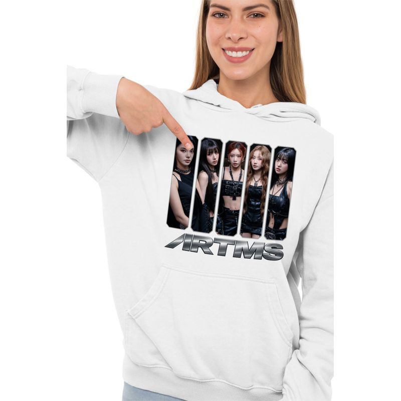 Fashion, accesorii si bijuterii - Femei - Imbracaminte femei - Hanorace femei - Hanorac Femei Artms Kpop Party Merch, alb, marime 2XL - Infinity.ro
