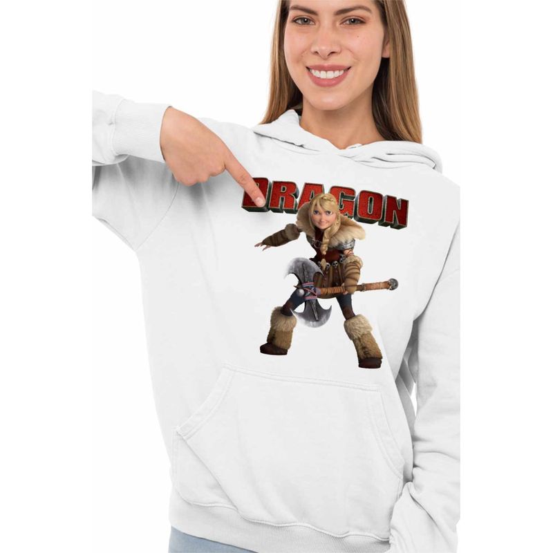 Fashion, accesorii si bijuterii - Femei - Imbracaminte femei - Hanorace femei - Hanorac Femei Astrid Vikings Warrior How to train your dragon, alb, marime 2XL - Infinity.ro