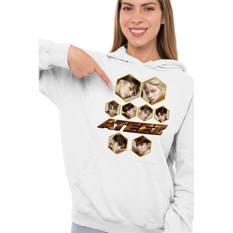 Fashion, accesorii si bijuterii - Femei - Imbracaminte femei - Hanorace femei - Hanorac Femei Ateez Korea Kpop, alb, marime 2XL - Infinity.ro