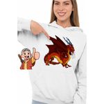 Fashion, accesorii si bijuterii - Femei - Imbracaminte femei - Hanorace femei - Hanorac Femei Avatar Dragon Fang Roku Anime Airbender, alb, marime 2XL - Infinity.ro