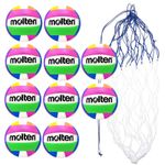 Sport si Outdoor - Sporturi de echipa - Accesorii si echipamente volei - Pachet 10 mingi volei Molten MS500-Neon outdoor + plasa sac BN10 - Infinity.ro