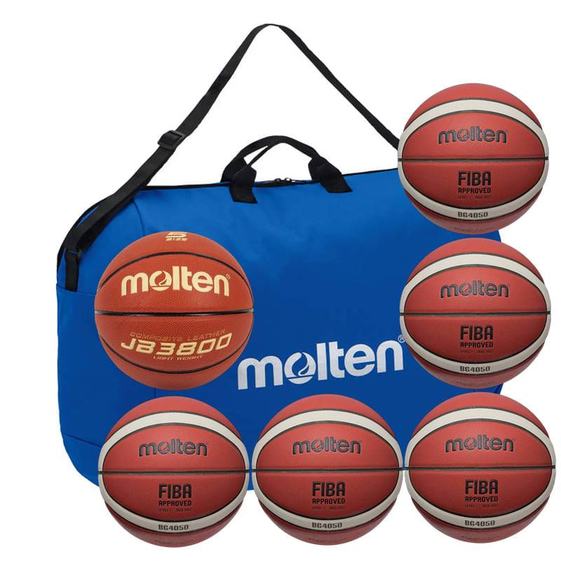 Sport si Outdoor - Sporturi de echipa - Baschet - Mingi de baschet - Pachet baschet Molten Echipa de Competitie Juniori: 5 x B5G4050 + 1 B5C3800-L Light + geanta 6 mingi - Infinity.ro