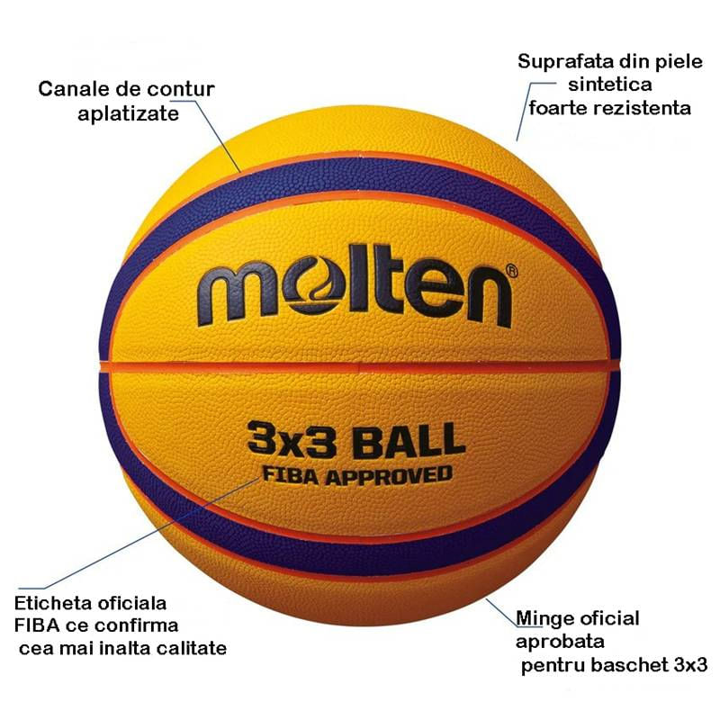 Sport si Outdoor - Sporturi de echipa - Baschet - Mingi de baschet - Pachet 14 mingi baschet 3x3 Molten B33T5000 FIBA Approved + carucior mobil Molten BK0012-B - Infinity.ro