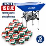 Sport si Outdoor - Sporturi de echipa - Accesorii si echipamente volei - Pachet 15 mingi volei Molten V5M4000 antrenament si competitie cu carucior transport - Infinity.ro