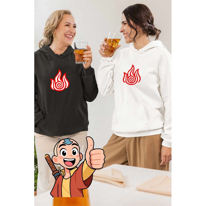 Fashion, accesorii si bijuterii - Femei - Imbracaminte femei - Hanorace femei - Hanorac Femei Avatar Firebender Element Simbol Maestru Focului, alb, marime 2XL - Infinity.ro