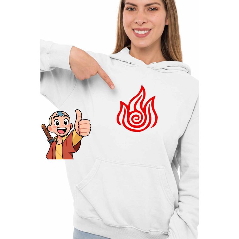 Fashion, accesorii si bijuterii - Femei - Imbracaminte femei - Hanorace femei - Hanorac Femei Avatar Firebender Element Simbol Maestru Focului, alb, marime 2XL - Infinity.ro