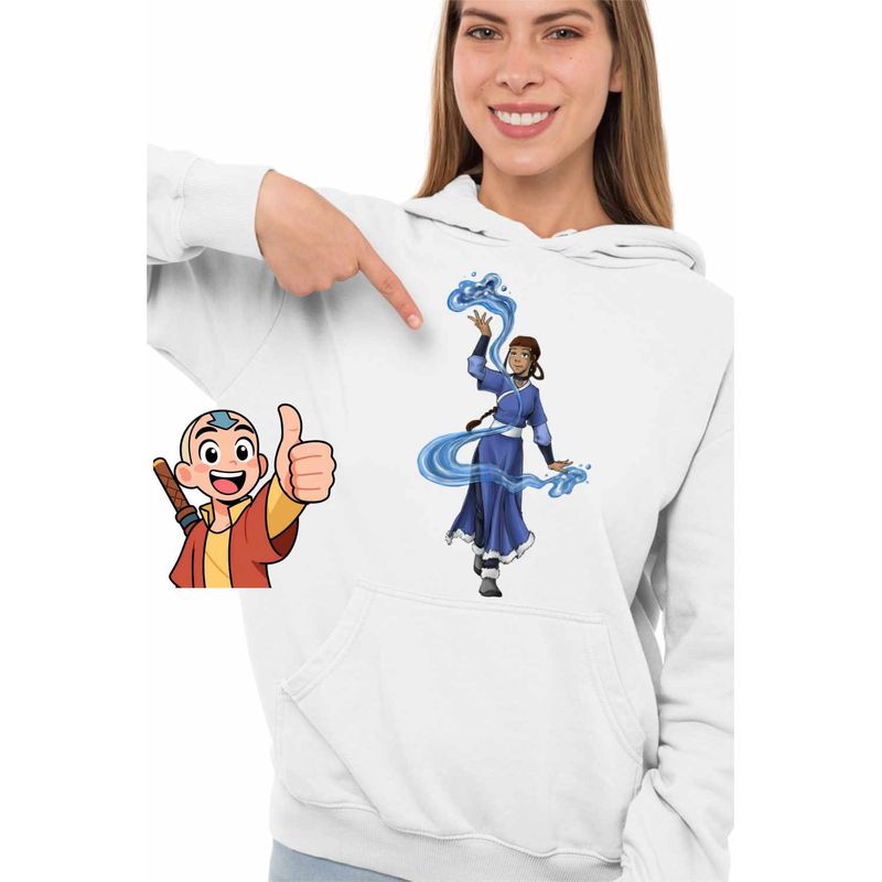 Fashion, accesorii si bijuterii - Femei - Imbracaminte femei - Hanorace femei - Hanorac Femei Avatar Katara Waterbender Legenda lui Aang Arte Martiale, alb, marime 2XL - Infinity.ro