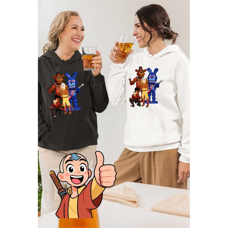 Fashion, accesorii si bijuterii - Femei - Imbracaminte femei - Hanorace femei - Hanorac Femei Avatar Fnaf Freddy Last Airbender Firebender, alb, marime 2XL - Infinity.ro