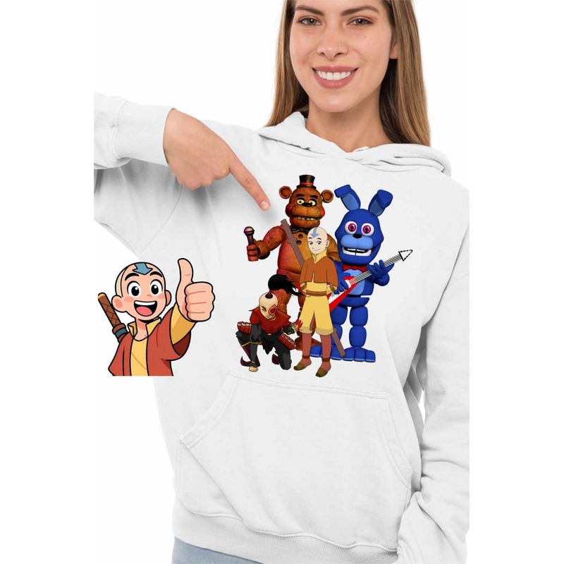 Fashion, accesorii si bijuterii - Femei - Imbracaminte femei - Hanorace femei - Hanorac Femei Avatar Fnaf Freddy Last Airbender Firebender, alb, marime 2XL - Infinity.ro