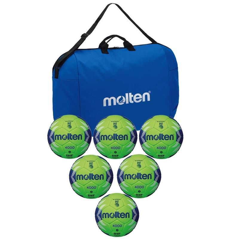 Sport si Outdoor - Sporturi de echipa - Handbal - Pachet 6 mingi handbal Molten H2A4000, aprobate IHF, marime 2, competitie, cu geanta transport - Infinity.ro