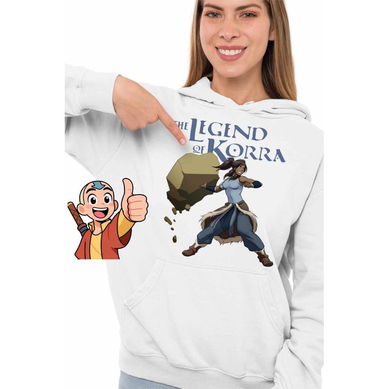 Fashion, accesorii si bijuterii - Femei - Imbracaminte femei - Hanorace femei - Hanorac Femei Avatar Korra Maestru Pamantului Airbender, alb, marime 2XL - Infinity.ro