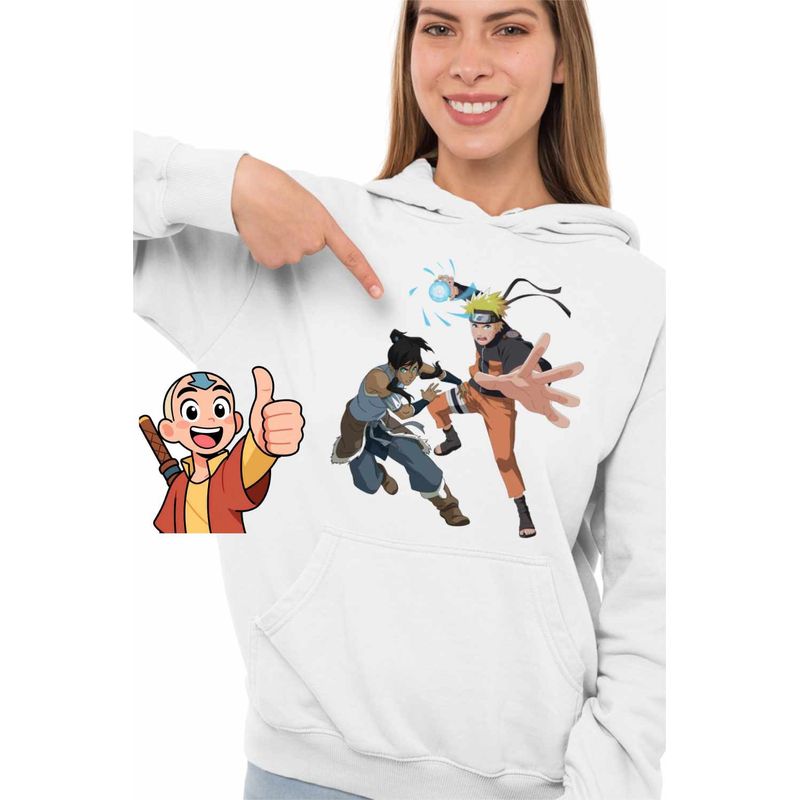 Fashion, accesorii si bijuterii - Femei - Imbracaminte femei - Hanorace femei - Hanorac Femei Avatar Korra Naruto Airbender, alb, marime 2XL - Infinity.ro