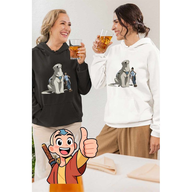Fashion, accesorii si bijuterii - Femei - Imbracaminte femei - Hanorace femei - Hanorac Femei Avatar Korra Naga Maestru Shaolin, alb, marime 2XL - Infinity.ro