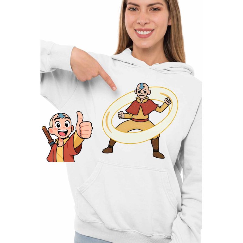 Fashion, accesorii si bijuterii - Femei - Imbracaminte femei - Hanorace femei - Hanorac Femei Avatar Legenda lui Aang Airbender Calugar Shaolin, alb, marime 2XL - Infinity.ro