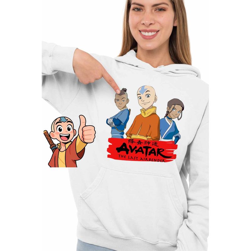Fashion, accesorii si bijuterii - Femei - Imbracaminte femei - Hanorace femei - Hanorac Femei Avatar Legenda lui Aang Katara Sokka Airbender, alb, marime 2XL - Infinity.ro