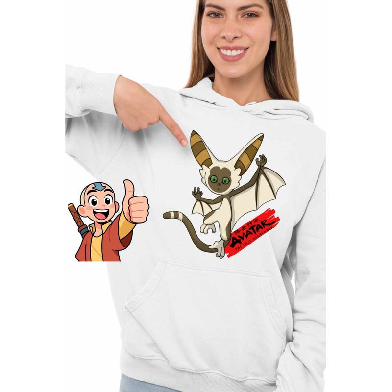 Fashion, accesorii si bijuterii - Femei - Imbracaminte femei - Hanorace femei - Hanorac Femei Avatar Momo Last Airbender Maestru al Aerului, alb, marime 2XL - Infinity.ro