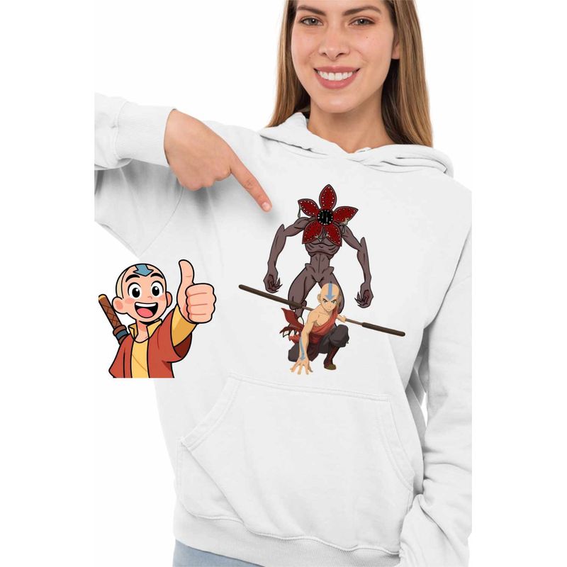 Fashion, accesorii si bijuterii - Femei - Imbracaminte femei - Hanorace femei - Hanorac Femei Avatar Stranger Things Demogorgon Upside Down, alb, marime 2XL - Infinity.ro