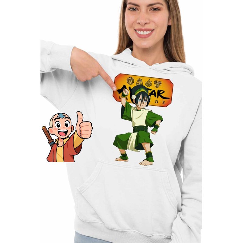 Fashion, accesorii si bijuterii - Femei - Imbracaminte femei - Hanorace femei - Hanorac Femei Avatar Toph Bei Fong Legenda lui Aang Airbender, alb, marime 2XL - Infinity.ro