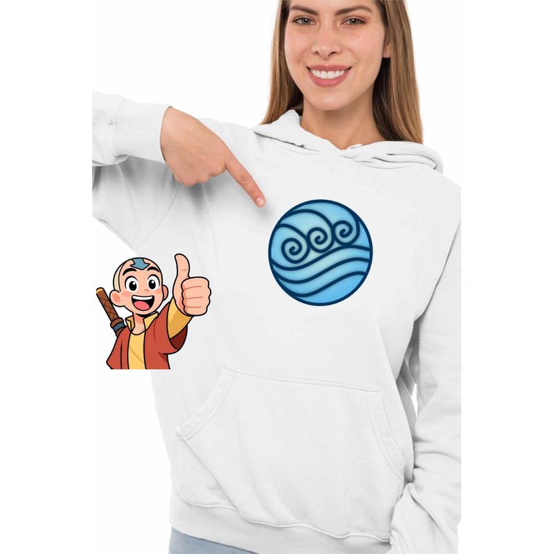 Fashion, accesorii si bijuterii - Femei - Imbracaminte femei - Hanorace femei - Hanorac Femei Avatar Waterbender Element Simbol Maestru Apei, alb, marime 2XL - Infinity.ro