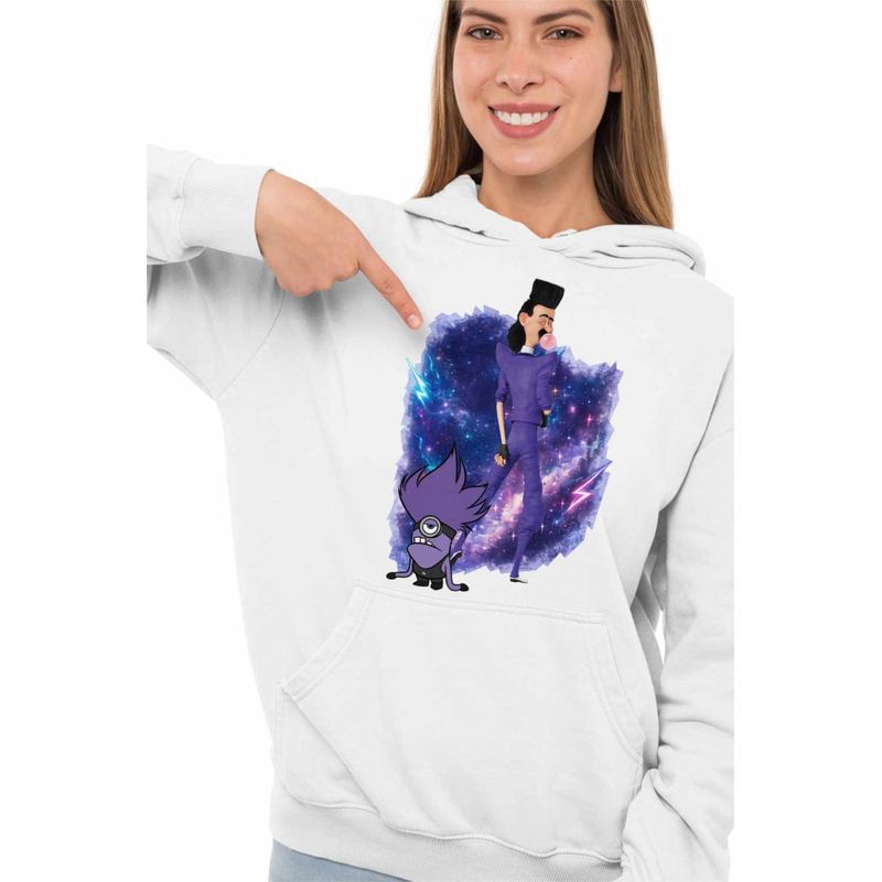 Fashion, accesorii si bijuterii - Femei - Imbracaminte femei - Hanorace femei - Hanorac Femei Balthazar Bratt Bad Minions Despicable, alb, marime 2XL - Infinity.ro