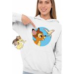 Fashion, accesorii si bijuterii - Femei - Imbracaminte femei - Hanorace femei - Hanorac Femei Bambi Fluturas Natura Caprioara, alb, marime 2XL - Infinity.ro