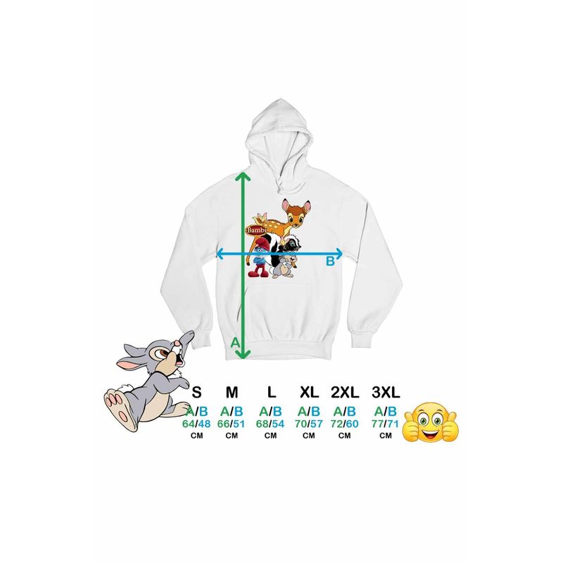 Fashion, accesorii si bijuterii - Femei - Imbracaminte femei - Hanorace femei - Hanorac Femei Bambi Papa Strumf Flower Thumper Sconcs Padure, alb, marime 2XL - Infinity.ro