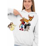 Fashion, accesorii si bijuterii - Femei - Imbracaminte femei - Hanorace femei - Hanorac Femei Bambi Papa Strumf Flower Thumper Sconcs Padure, alb, marime 2XL - Infinity.ro