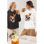 Fashion, accesorii si bijuterii - Femei - Imbracaminte femei - Hanorace femei - Hanorac Femei Bambi Papa Strumf Flower Thumper Sconcs Padure, alb, marime 2XL - Infinity.ro