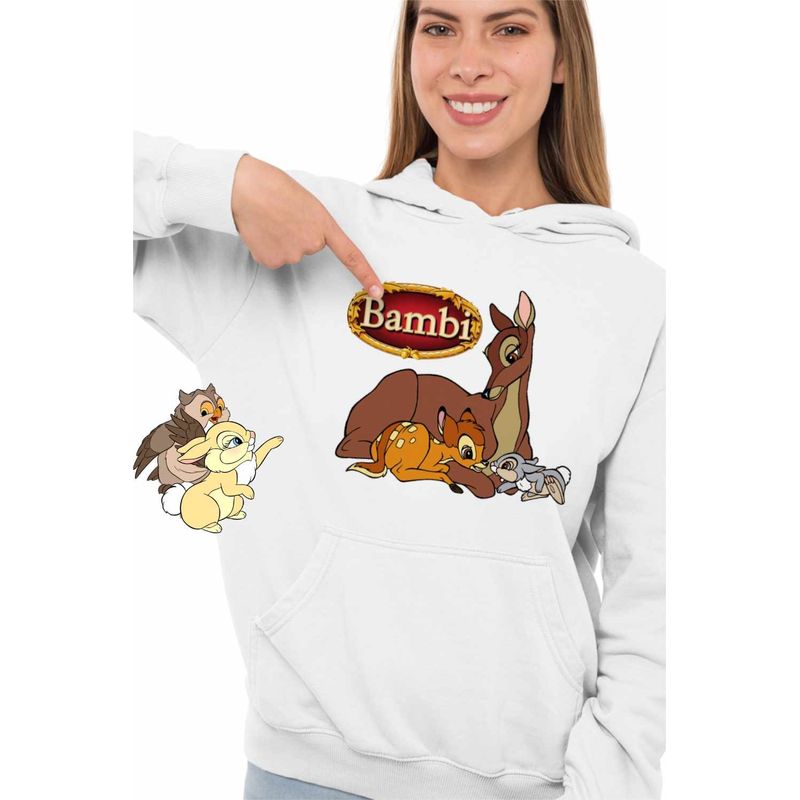 Fashion, accesorii si bijuterii - Femei - Imbracaminte femei - Hanorace femei - Hanorac Femei Bambi Mama Thumper Padura Caprioara, alb, marime 2XL - Infinity.ro