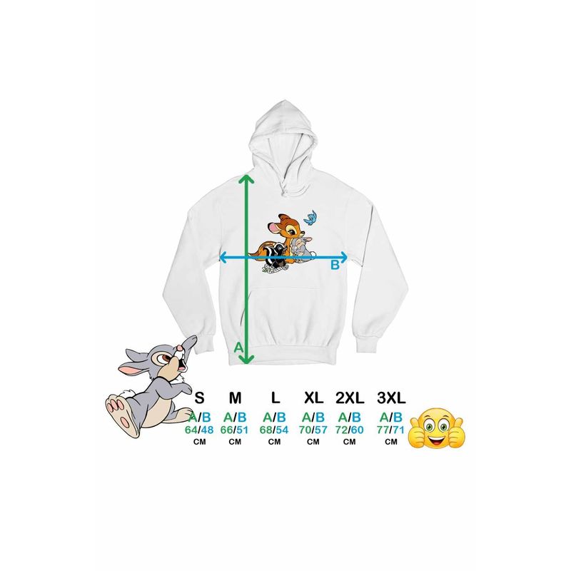 Fashion, accesorii si bijuterii - Femei - Imbracaminte femei - Hanorace femei - Hanorac Femei Bambi Thumper Flower Natura Sconcs, alb, marime 2XL - Infinity.ro