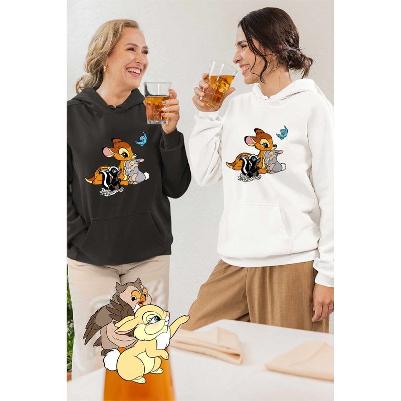 Fashion, accesorii si bijuterii - Femei - Imbracaminte femei - Hanorace femei - Hanorac Femei Bambi Thumper Flower Natura Sconcs, alb, marime 2XL - Infinity.ro