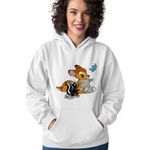 Fashion, accesorii si bijuterii - Femei - Imbracaminte femei - Hanorace femei - Hanorac Femei Bambi Thumper Flower Natura Sconcs, alb, marime 2XL - Infinity.ro