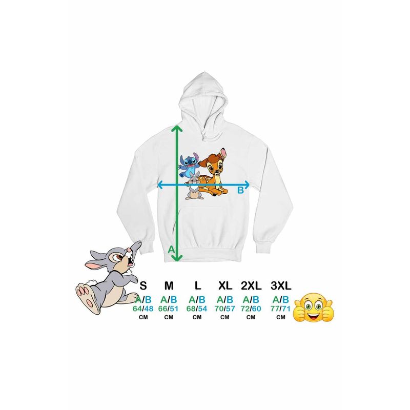 Fashion, accesorii si bijuterii - Femei - Imbracaminte femei - Hanorace femei - Hanorac Femei Bambi Stitch Thumper Iepure Dragut, alb, marime 2XL - Infinity.ro